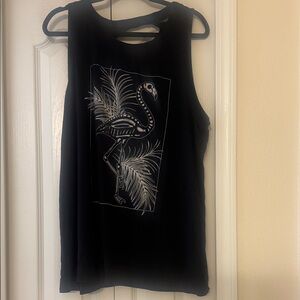 Torrid Distressed Black Graphic Flamingo Muscle Tank Top